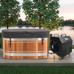 U-Shaped Red Cedar Ice Bath Tub – Ergonomic Cold Plunge Spa Barrel