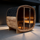 4-Person Brown Square Outdoor Sauna – Traditional Steam Backyard Wellness Cabin