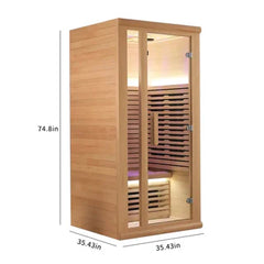 1 Person Hemlock Indoor Far Infrared Sauna with LED Star Lights and Digital Control Panel