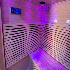 2-Person Hemlock Indoor Far Infrared Sauna with LED Star Lights and Control Panel
