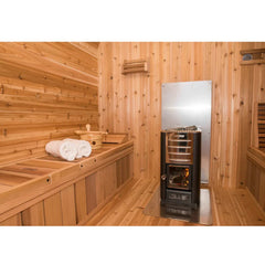 Outdoor Square Red Cedar Sauna – 4-6 Person Traditional Steam Sauna with Electric or Wood-Burning Heater