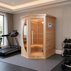 1 Person Far Infrared Red Cedar Indoor Sauna with Recliner & 7-Color LED Lights