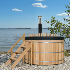 Built-In Oven Heated Wooden Hot Tub – Traditional Wood-Fired Spa