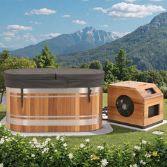 U-Shaped Red Cedar Ice Bath Tub – Ergonomic Cold Plunge Spa Barrel