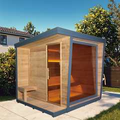 EW5 Square Infrared Sauna – Carbonized Spruce Wood | 4-Person Home & Indoor Wellness