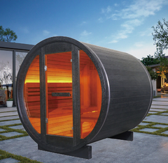 EW-6 Outdoor Sauna – Carbonized Spruce Wood | Durable 2-Person Home Wellness