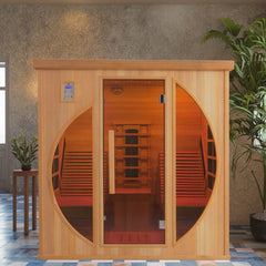 2-Person Red Cedar Indoor Infrared Sauna with Recliner & 7-Color LED Lights