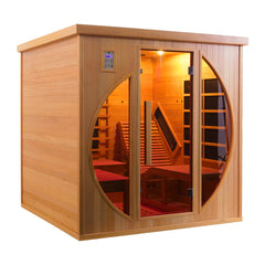 2-Person Red Cedar Indoor Infrared Sauna with Recliner & 7-Color LED Lights