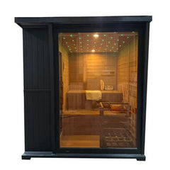 New Luxury High-End Black Square Outdoor Sauna – Modern Backyard Wellness Cabin