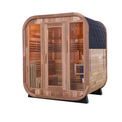 Patchwork Red Cedar Outdoor Square Sauna – Traditional Steam Kit