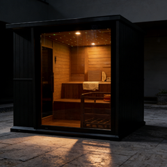 New Luxury High-End Black Square Outdoor Sauna – Modern Backyard Wellness Cabin