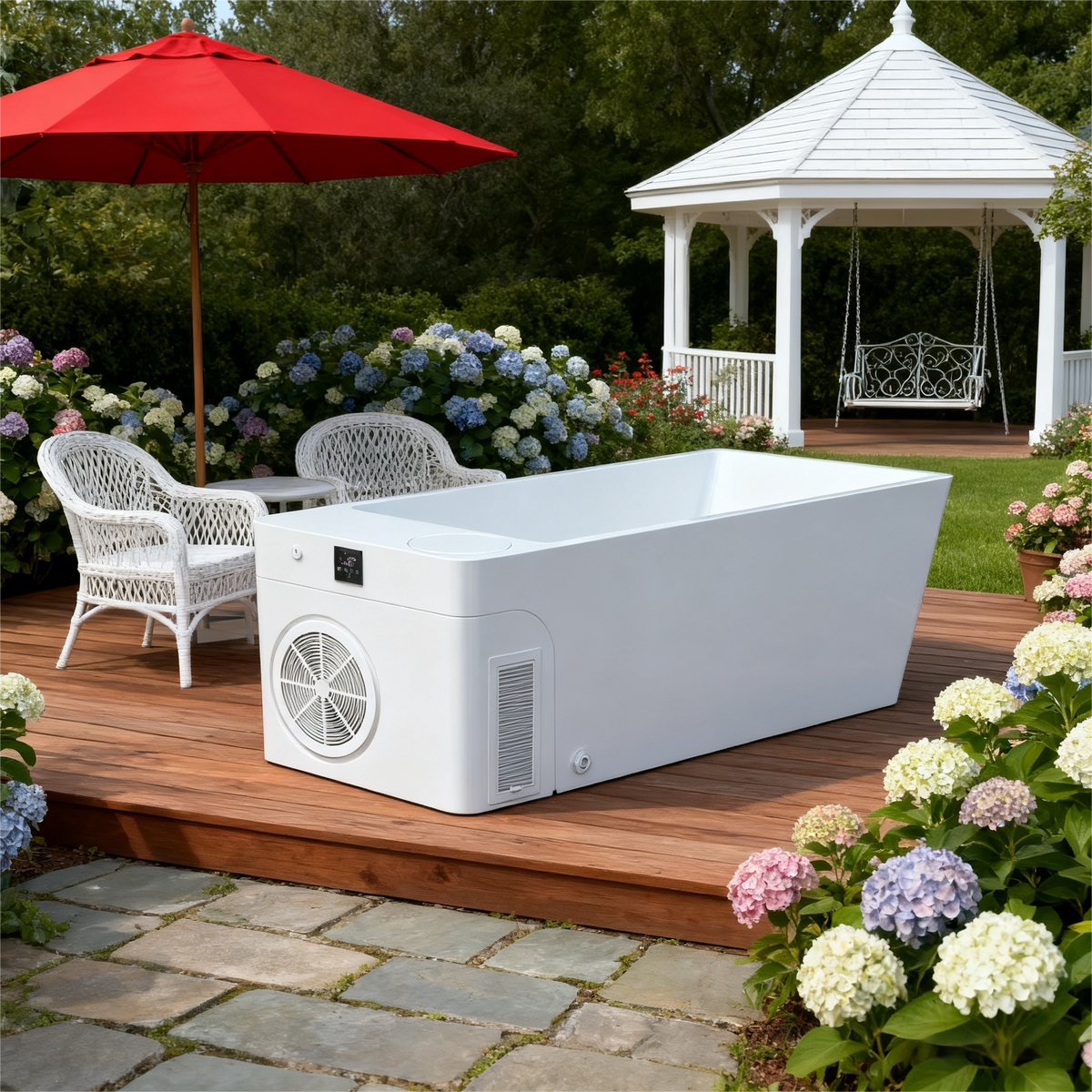 Acrylic Ice Bath Tub with Built-In Ice Machine – All-in-One Cold Plunge Spa