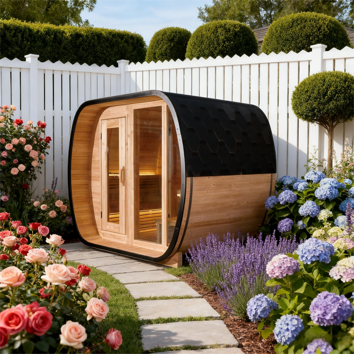 EW-4 Series Square Infrared Sauna – Carbonized Spruce Wood | Home Wellness & Relaxation