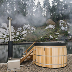 External Oven Heated Wooden Hot Tub – Traditional Outdoor Spa