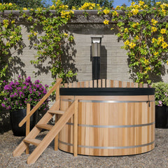 Built-In Oven Heated Wooden Hot Tub – Traditional Wood-Fired Spa