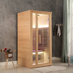 1 Person Hemlock Indoor Far Infrared Sauna with LED Star Lights and Digital Control Panel