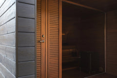 Luxury Outdoor Modular Sauna – Thermo-Aspen Interior, Nordic Spruce Exterior & Terrace