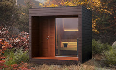 Luxury Outdoor Modular Sauna – Thermo-Aspen Interior, Nordic Spruce Exterior & Terrace