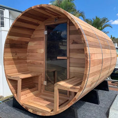 6 Person Outdoor Traditional Cedar Barrel Sauna with 6kW Electric Stove