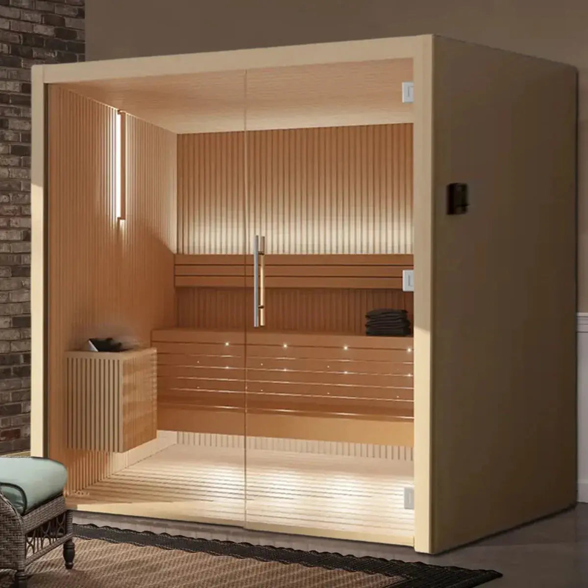Luxury Indoor Glass Sauna Room – Modern Home Wellness