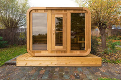 Outdoor Square Red Cedar Sauna – 4-6 Person Traditional Steam Sauna with Electric or Wood-Burning Heater