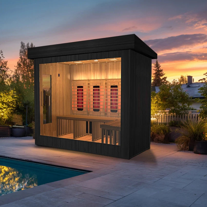 Luxury Outdoor Full-Spectrum Infrared Sauna for 3–5 Persons – Red Cedar