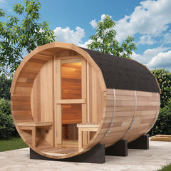 6 Person Outdoor Traditional Cedar Barrel Sauna with 6kW Electric Stove