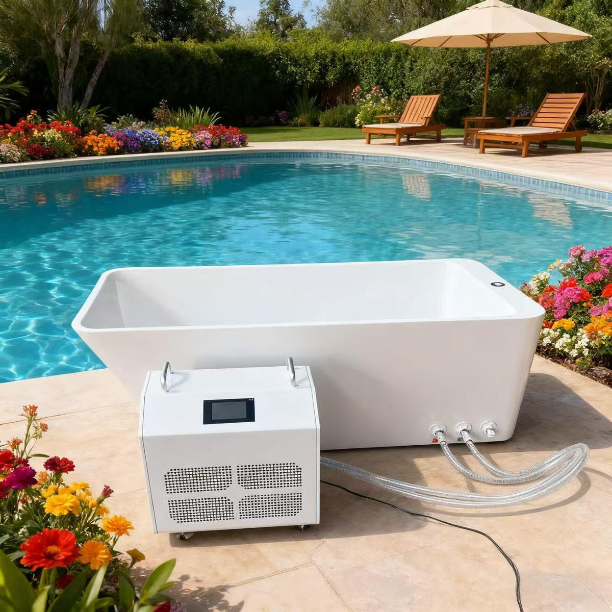 Rectangular Acrylic Cold Plunge Tub – Freestanding Ice Bath for Recovery