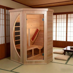 1 Person Far Infrared Red Cedar Indoor Sauna with Recliner & 7-Color LED Lights