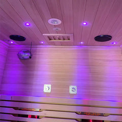 2-Person Hemlock Indoor Far Infrared Sauna with LED Star Lights and Control Panel