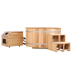 Double Capacity Oval Red Cedar Ice Bath Tub – Dual Person Cold Plunge Spa