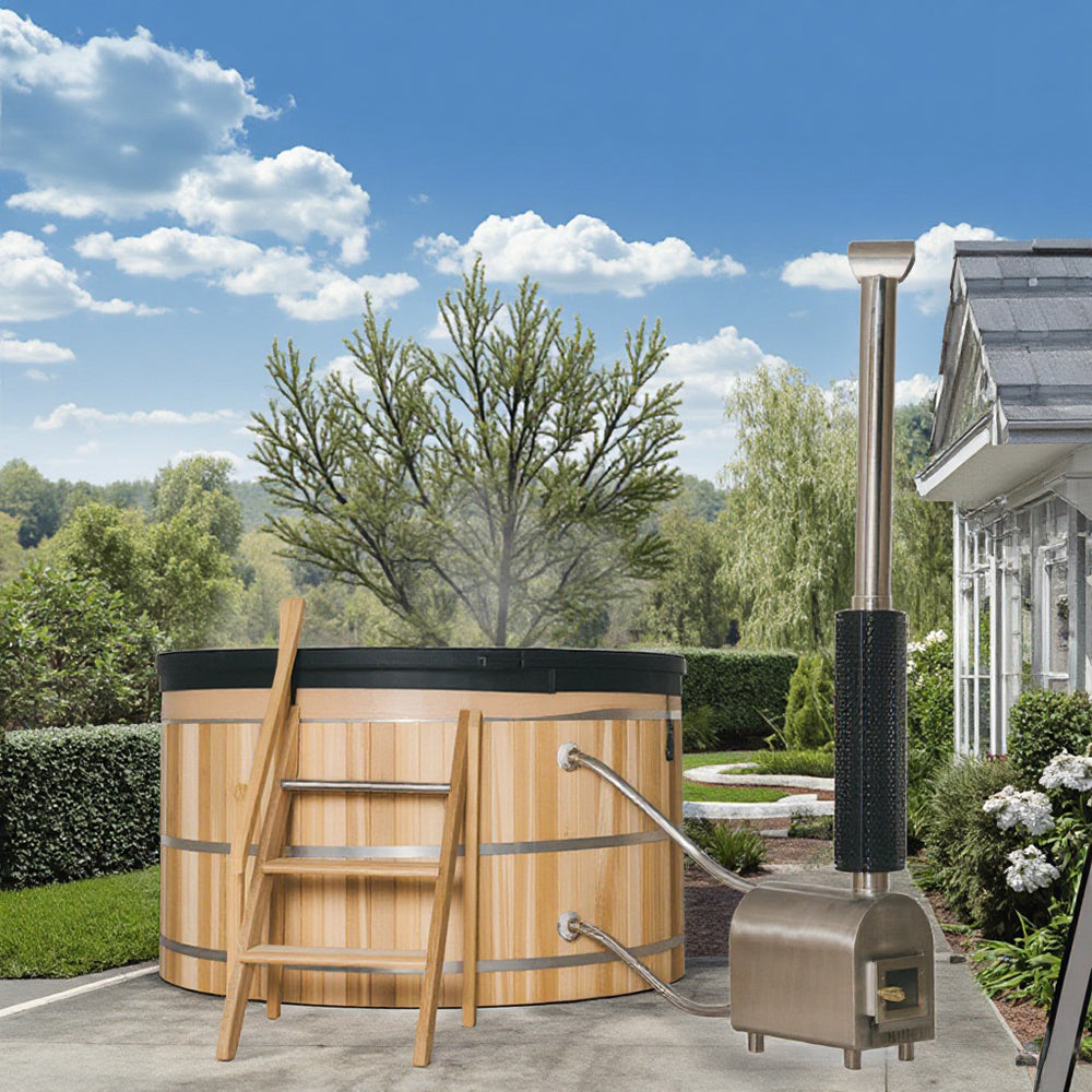 External Oven Heated Wooden Hot Tub – Traditional Outdoor Spa