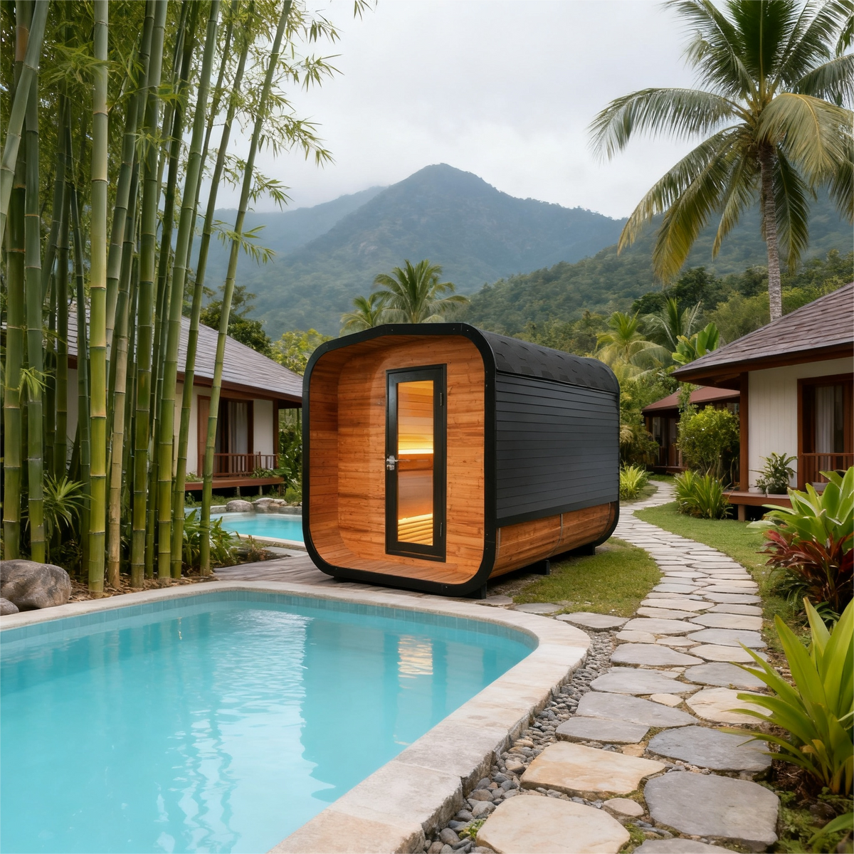 EW-3 Square Infrared Sauna – Carbonized Spruce Wood | Home & Indoor Wellness