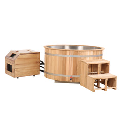 Double Capacity Oval Red Cedar Ice Bath Tub – Dual Person Cold Plunge Spa