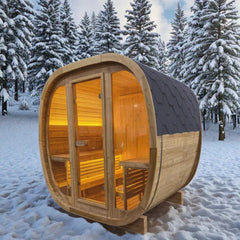 4-Person Brown Square Outdoor Sauna – Traditional Steam Backyard Wellness Cabin