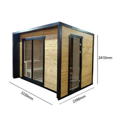 6-Person Square Luxury Outdoor Sauna with Private Changing Room – Premium Backyard Wellness