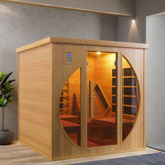 2-Person Red Cedar Indoor Infrared Sauna with Recliner & 7-Color LED Lights