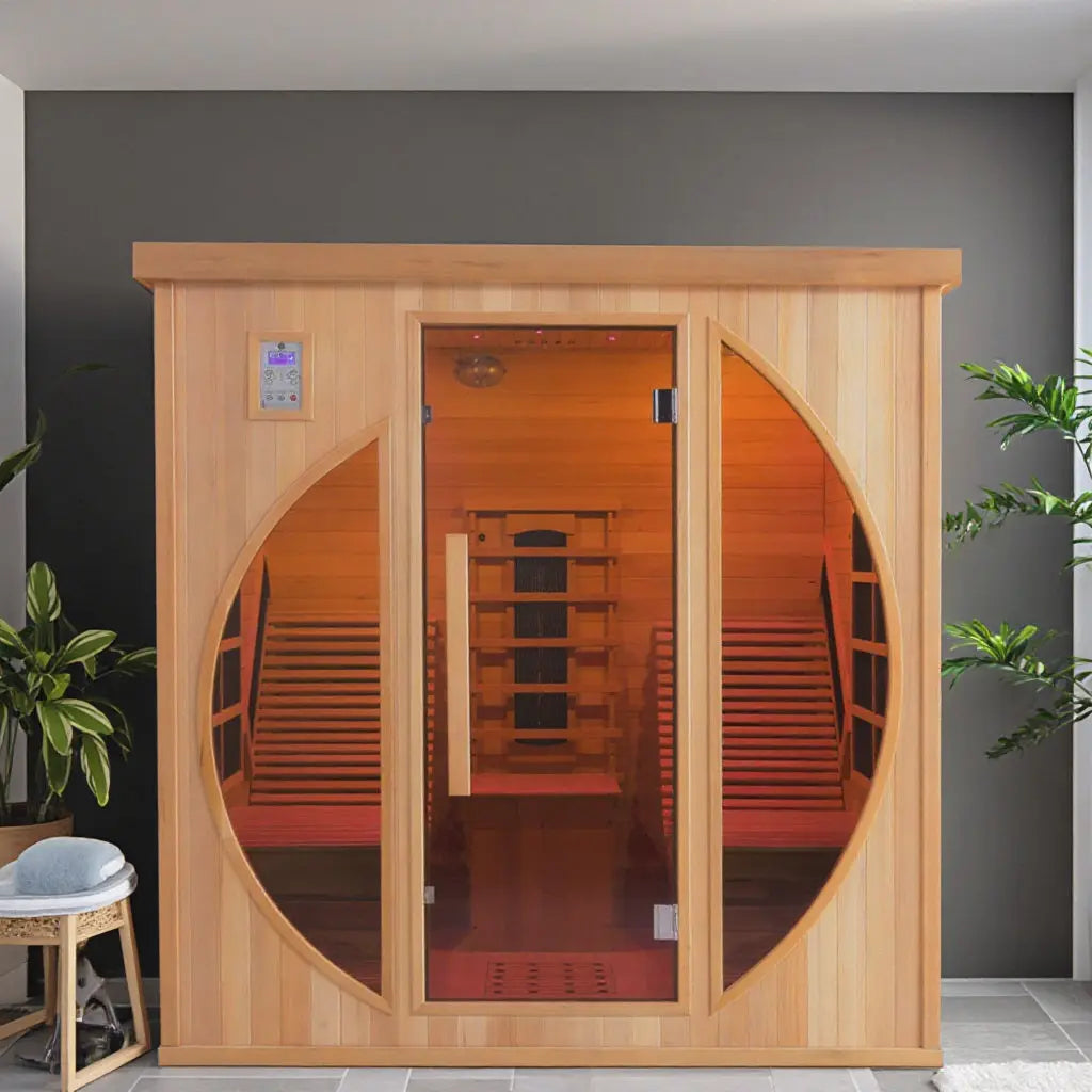 2-Person Red Cedar Indoor Infrared Sauna with Recliner & 7-Color LED Lights