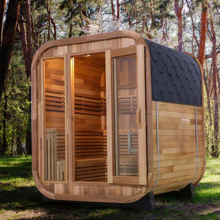 Patchwork Red Cedar Outdoor Square Sauna – Traditional Steam Kit