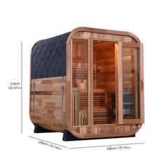 Patchwork Red Cedar Outdoor Square Sauna – Traditional Steam Kit