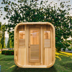Red Cedar Grid Square Sauna – Modern Design Meets Traditional Wellness