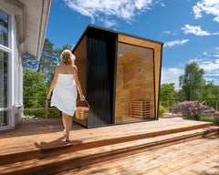 Outdoor Black Square Steam Sauna – 5 to 6 Person Canadian Hemlock